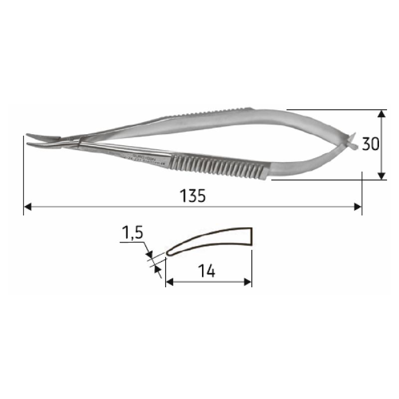 Голкотримач Castroviejo, 13,5 см, зігнутий, J-24-231, Surgicon